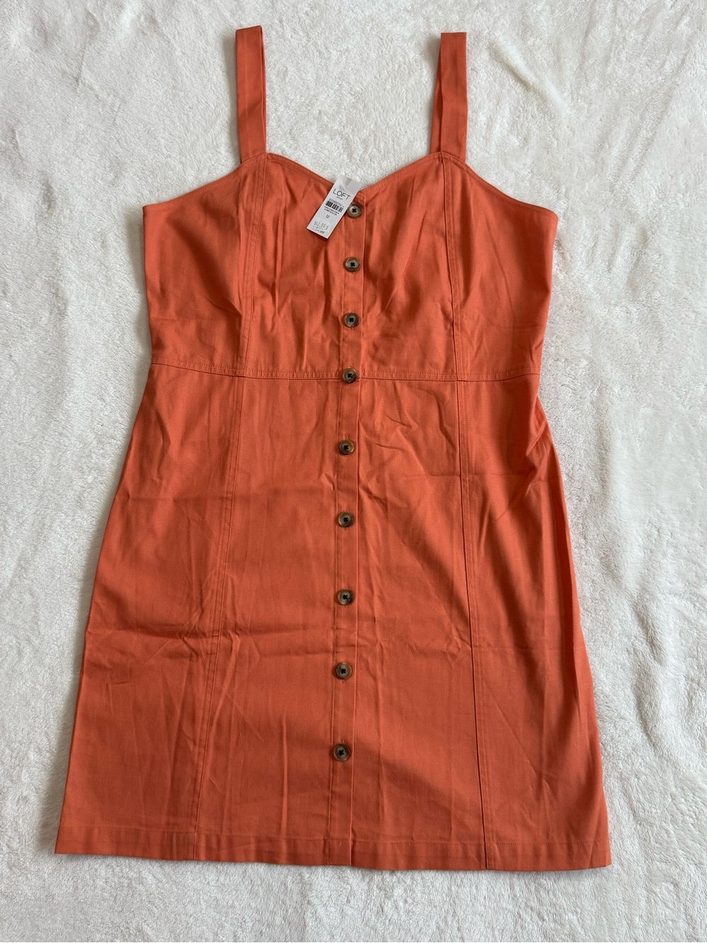 LOFT Outlet NWT Rust Orange Button Front A-Line Dress Size 12